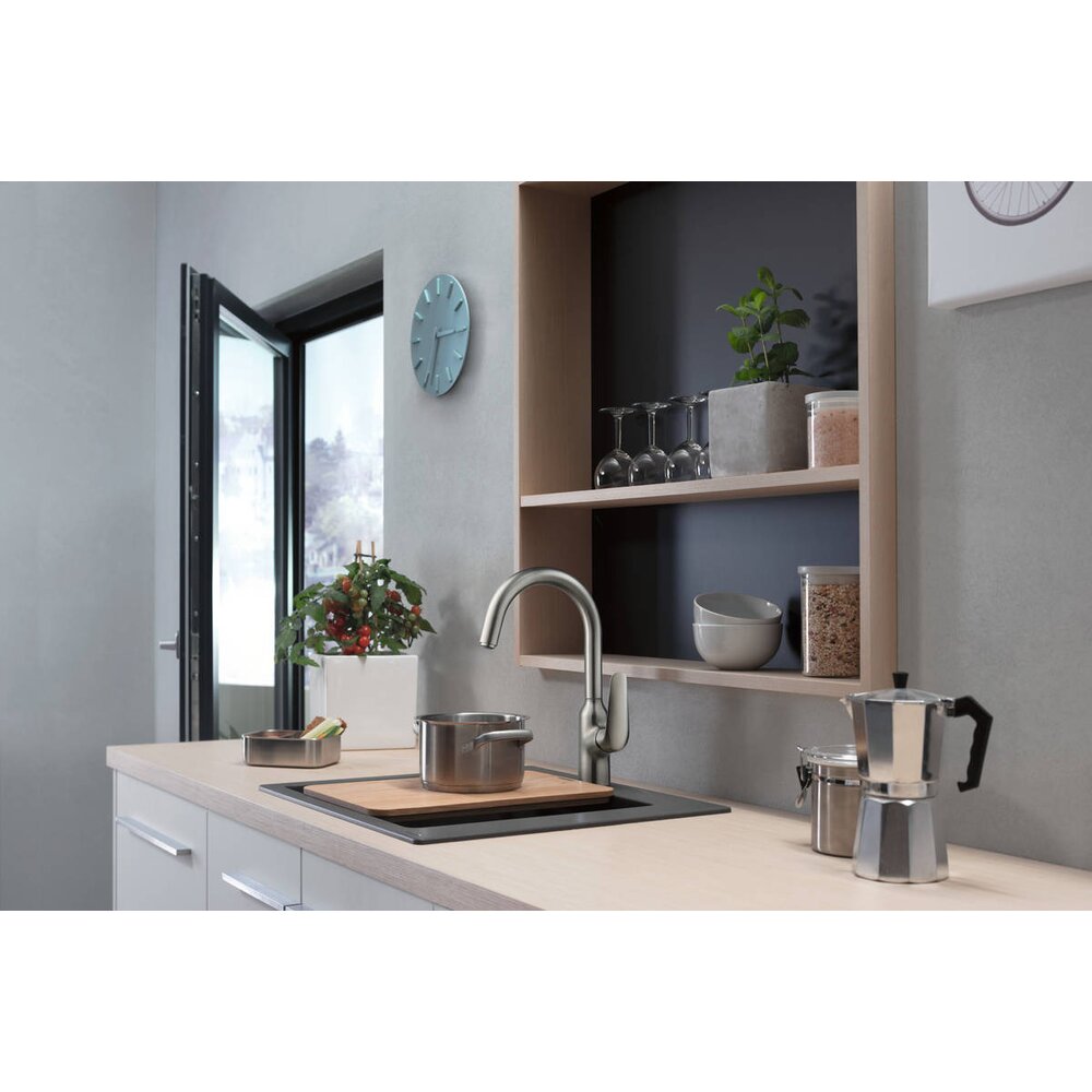 Композитна мивка Hansgrohe S51 SilicaTec сиво камък 56x51 см