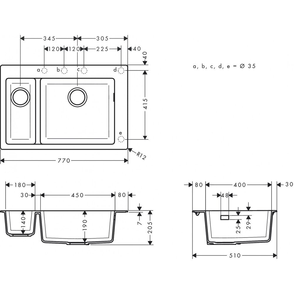 Кухненска мивка композит Hansgrohe S51 SilicaTec сив бетон 77x51 см с 2 мивки