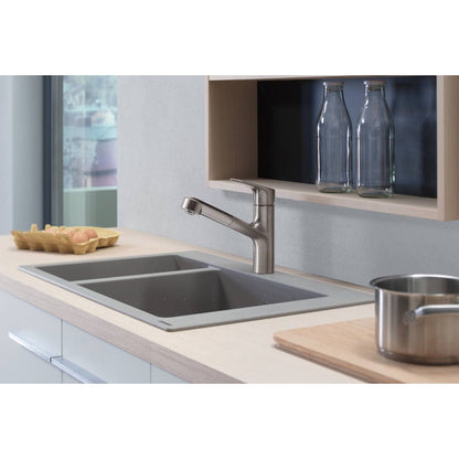 Кухненска мивка композит Hansgrohe S51 SilicaTec сив бетон 77x51 см с 2 мивки