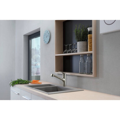 Кухненска мивка композит Hansgrohe S51 SilicaTec сив бетон 77x51 см с 2 мивки