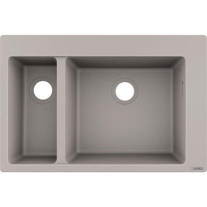 Кухненска мивка композит Hansgrohe S51 SilicaTec сив бетон 77x51 см с 2 мивки