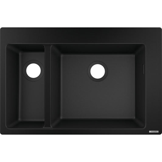 Hansgrohe S51 SilicaTec Composite Sink Black Graphite 77x51 cm 2 Bowls