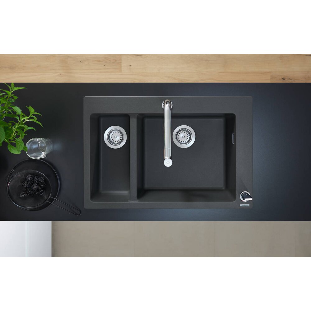 Hansgrohe S51 SilicaTec Composite Sink Grey Stone 77x51 cm 2 Bowls