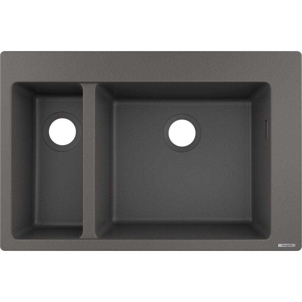 Hansgrohe S51 SilicaTec Composite Sink Grey Stone 77x51 cm 2 Bowls