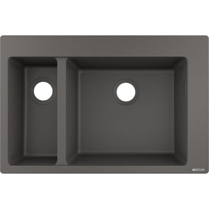 Hansgrohe S51 SilicaTec Composite Sink Grey Stone 77x51 cm 2 Bowls