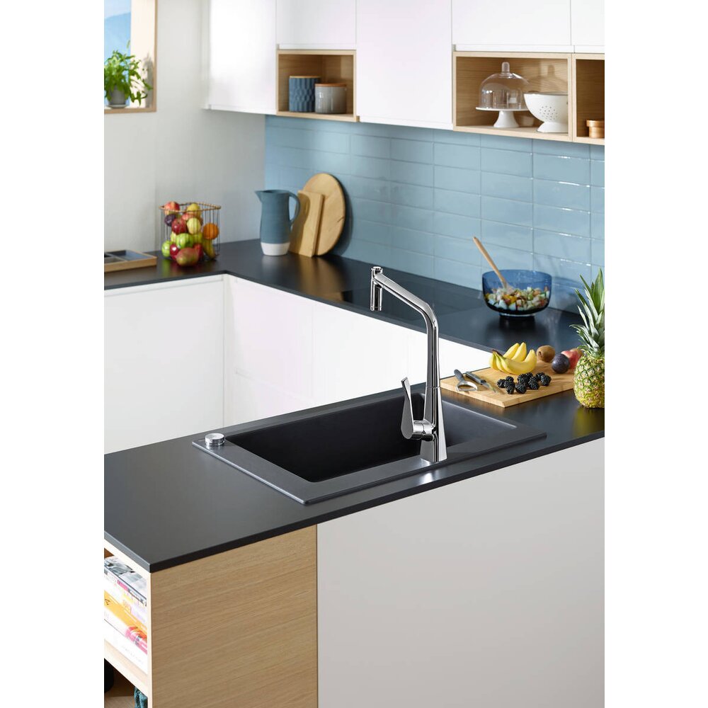 Чугунена мивка Hansgrohe S51 SilicaTec черен графит 77x51 см