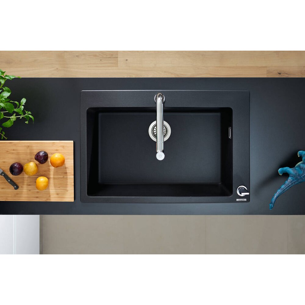 Чугунена мивка Hansgrohe S51 SilicaTec черен графит 77x51 см