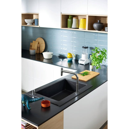 Чугунена мивка Hansgrohe S51 SilicaTec черен графит 77x51 см