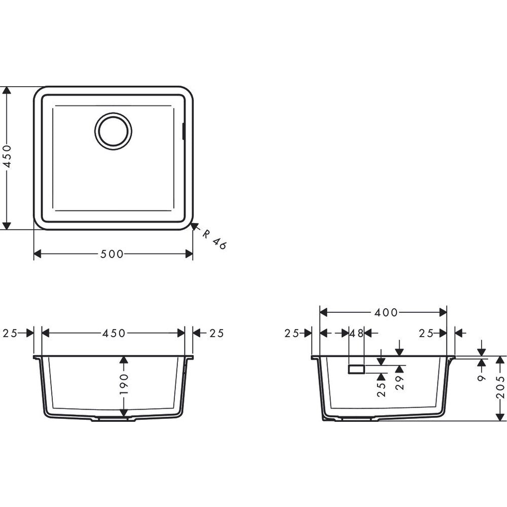 Hansgrohe S51 SilicaTec Composite Sink Grey Stone 50x45 cm