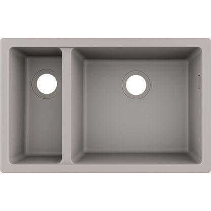 Hansgrohe S51 SilicaTec Composite Sink Grey Concrete 71x45 cm 2 Bowls