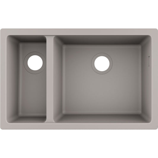 Hansgrohe S51 SilicaTec Composite Sink Grey Concrete 71x45 cm 2 Bowls