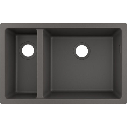 Hansgrohe S51 SilicaTec Composite Sink Stone Grey 71x45 cm 2 Bowls