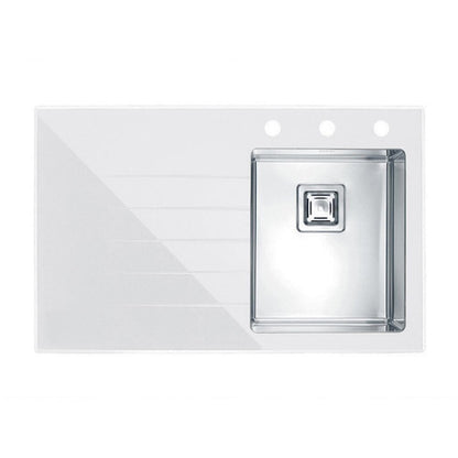 Alveus Crystalix 10 Stainless Steel Sink - White 86x54 cm Right