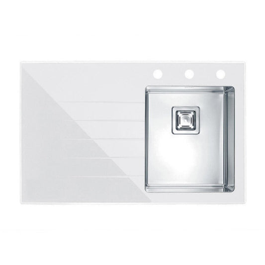 Alveus Crystalix 10 Stainless Steel Sink - White 86x54 cm Right