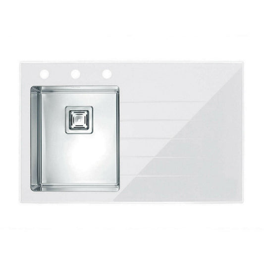 Alveus Crystalix 10 Stainless Steel Sink - White 86x54 cm Left