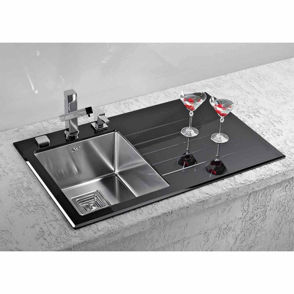 Неръждаема мивка Alveus Crystalix 10 inox - черна 86x54 см дясна