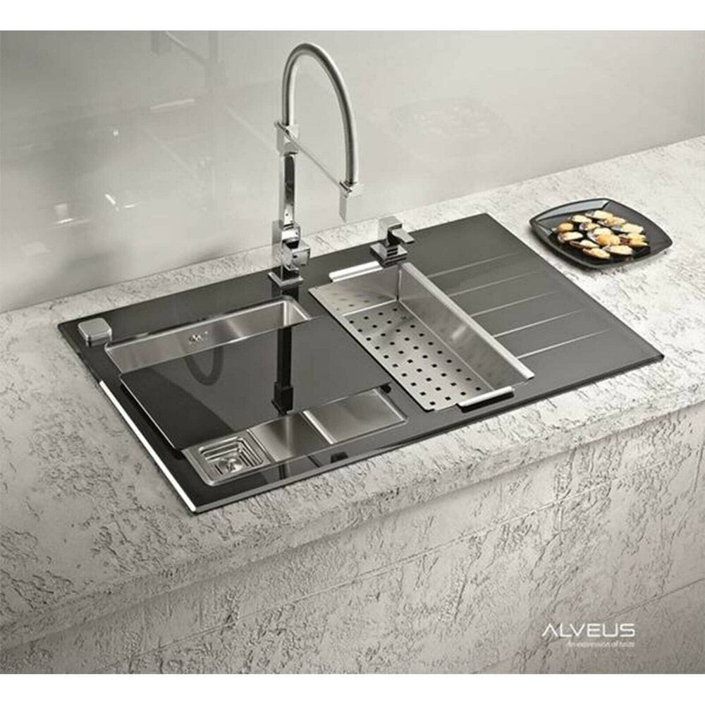 Мивка от инокс Alveus Crystalix 20, персонализирано покритие, 86x54 см, дясна