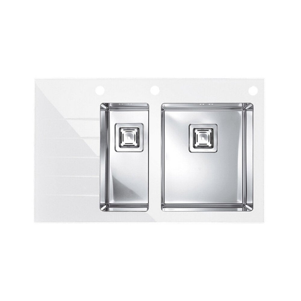 Мивка инокс Alveus Crystalix 20 inox - бяла 86x54 см дясна