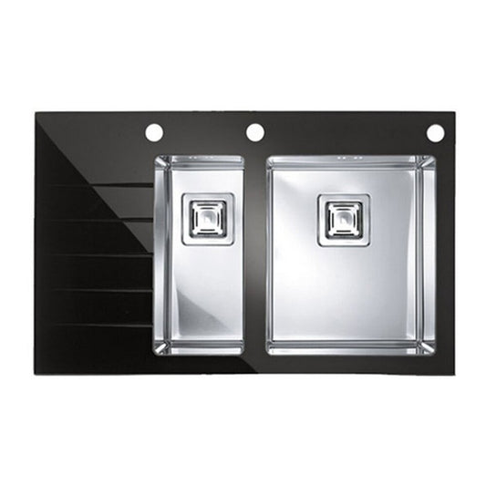 Alveus Crystalix 20 Stainless Steel Sink - Black 86x54 cm Right