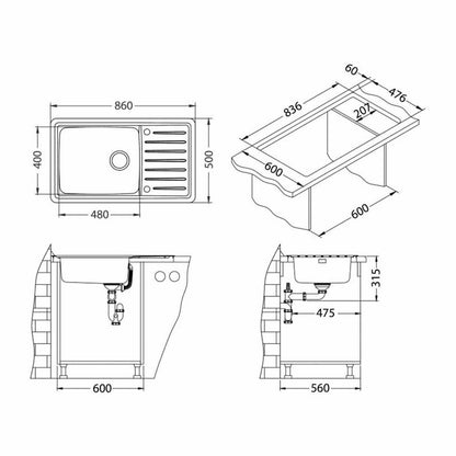 Alveus Galeo 30 Satin Stainless Steel Sink 86x50 cm