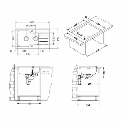 Смесител Alveus Glassix 20 инокс - бял 86x50 см