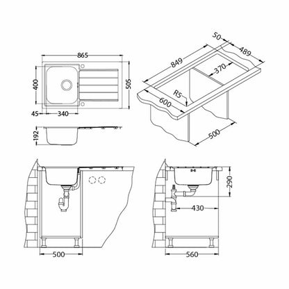 Alveus Line Maxim 20 Satin Stainless Steel Sink 86x50 cm