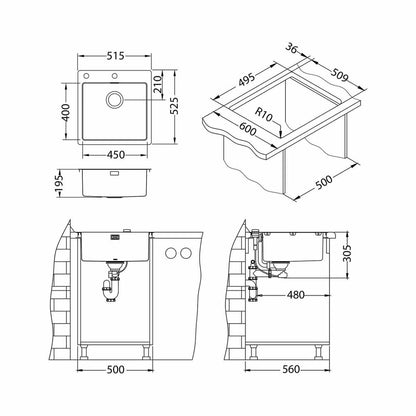 Alveus Pure 30 Stainless Steel Sink 52x53 cm