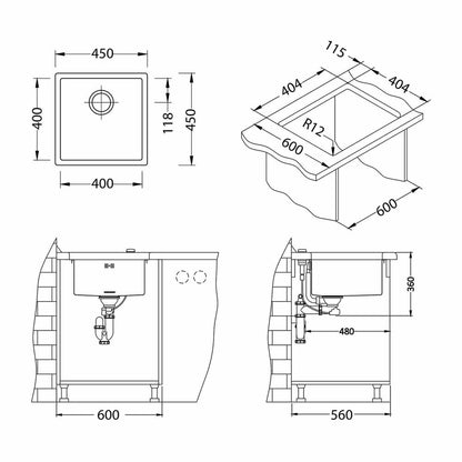 Alveus Quadrix 30 Satin Stainless Steel Sink 45x45 cm