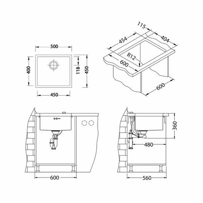 Alveus Quadrix 40 Satin Stainless Steel Sink 50x45 cm