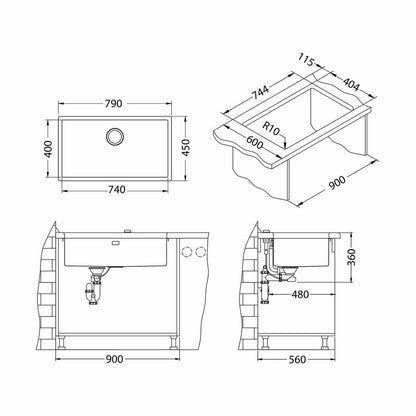 Смесител за кухня Alveus Quadrix 60 с златист финиш 79x45 см