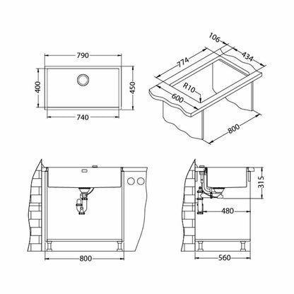 Alveus Quadrix 60 Satin Stainless Steel Sink 79x45 cm