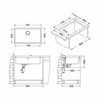 Alveus Quadrix 60 Satin Stainless Steel Sink 79x45 cm