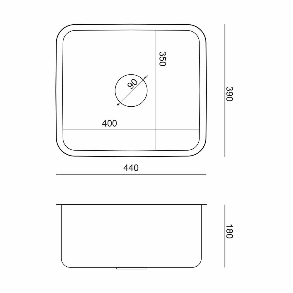 Quadron Unique Nicolas Stainless Steel Sink Under Counter 44x39 cm