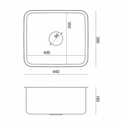 Quadron Unique Nicolas Stainless Steel Sink Under Counter 44x39 cm