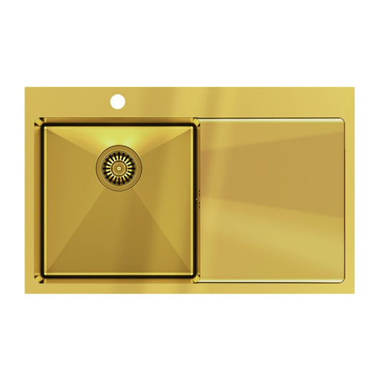 Quadron Unique Russel 111 Undermount Stainless Steel Sink Gold Finish 78x48 cm