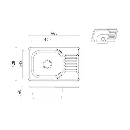 Quadron Pop Eddie 111 Stainless Steel Sink 66x42 cm