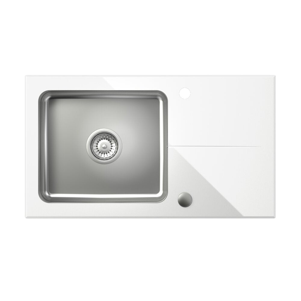 Иноксова вградена мивка Quadron Pop Hugh 111 - бял 77x44 см