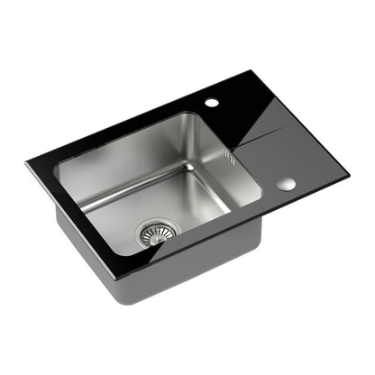 Quadron Pop Hugh 116 Built-in Stainless Steel Sink - Black Finish 64x44 cm