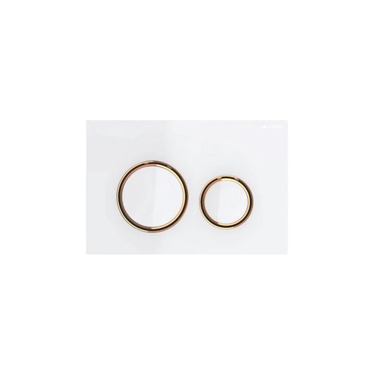Geberit Sigma21 Flush Plate White Glass with Rose Gold Ring