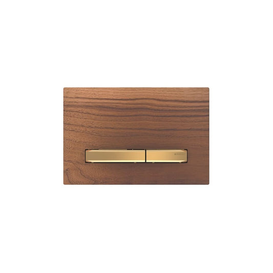 Geberit Sigma50 American Walnut Actuation Plate/Gold Buttons