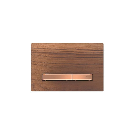 Geberit Sigma50 American Walnut Actuation Plate/Rose Gold Buttons