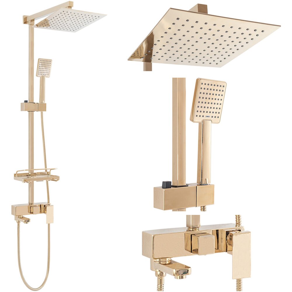 Rea Jack Gold Shower Column with Bathtub Spout