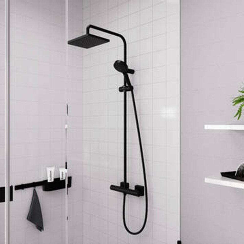Душ колона с батерия Hansgrohe Vernis Shape 230 Ecosmart термостатична мат черна