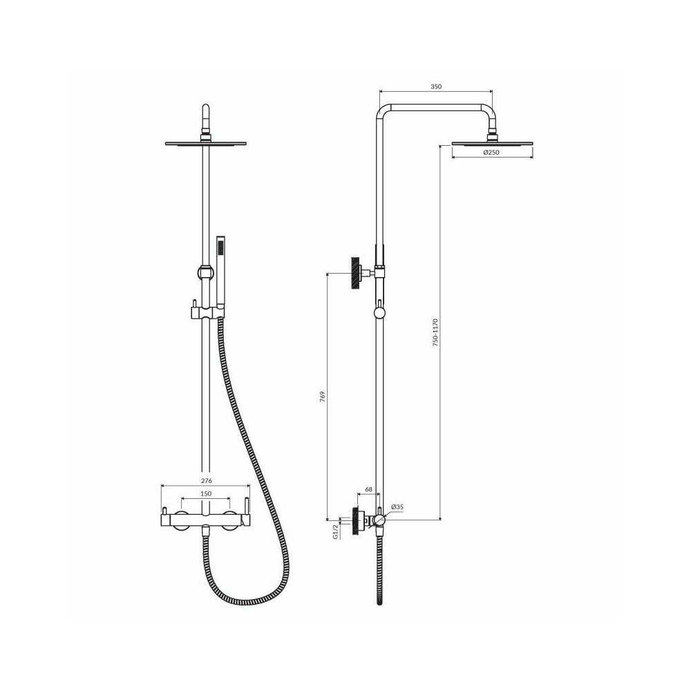 Shower column with single-lever faucet brushed brass Omnires Y