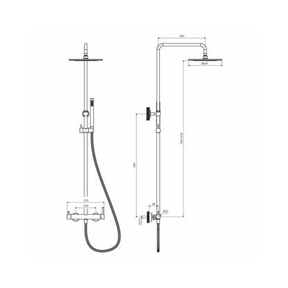 Shower column with single-lever faucet brushed brass Omnires Y