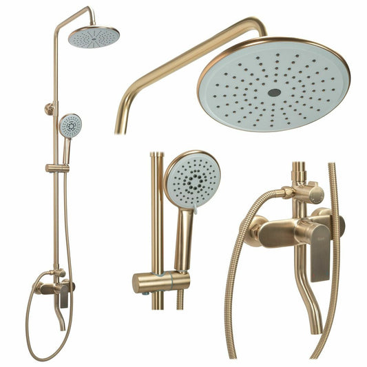 Brushed Gold Single-Lever Shower Column Rea Verso
