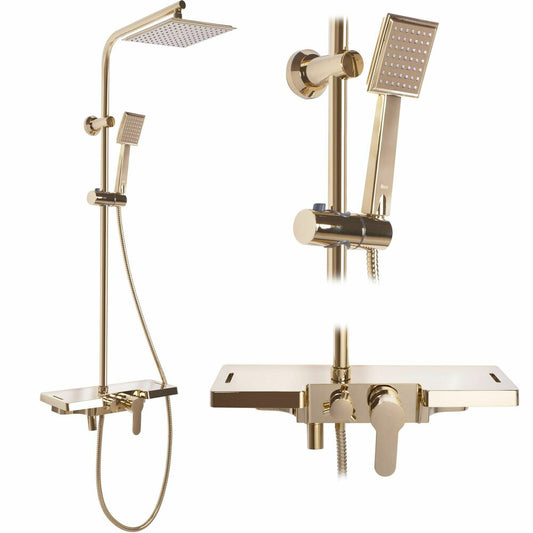 Rea Bravo Gold Single-Lever Shower Column