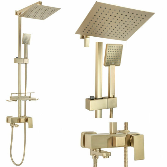 Rea Jack Shower Column with Single-Lever Mixer in Brushed Gold