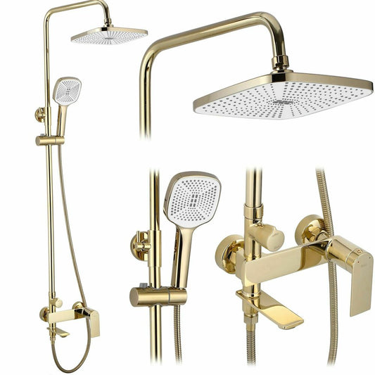 Gold Single-Lever Shower Column Rea Storm