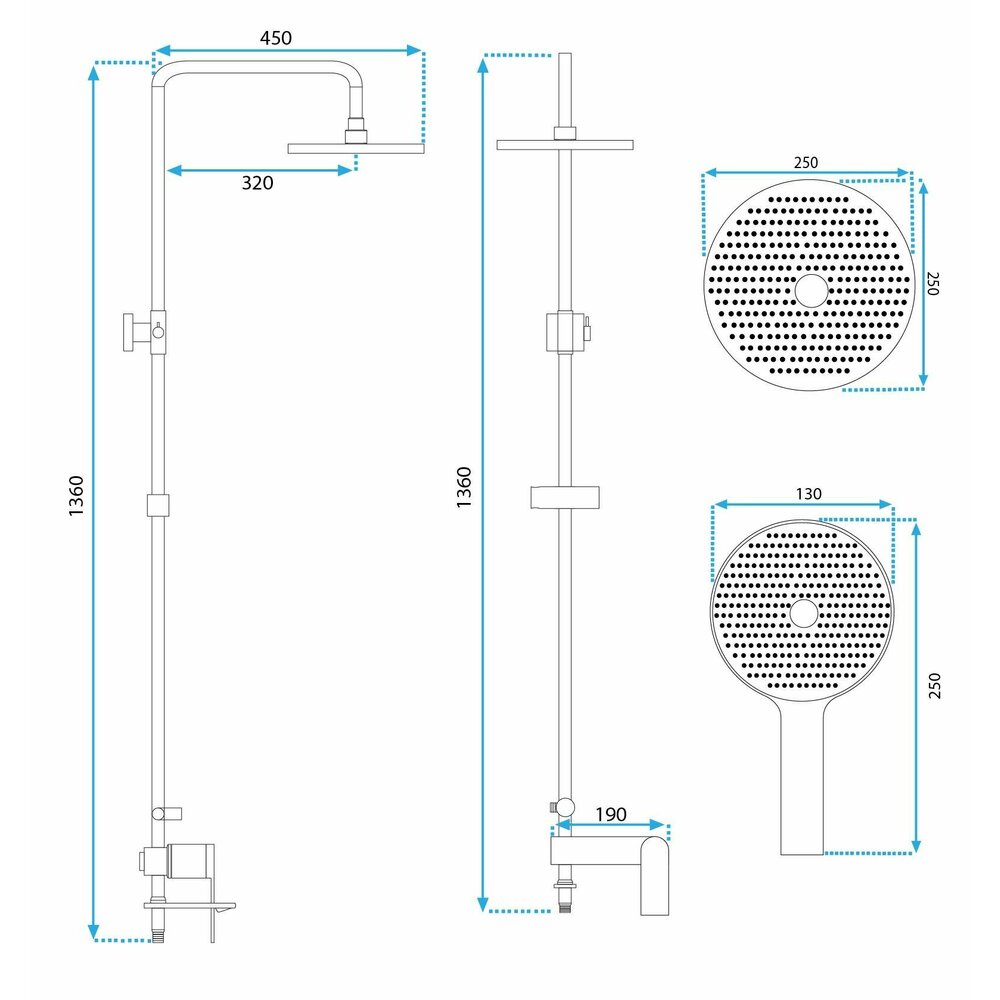 Gold Single-Lever Shower Column Rea Veneta